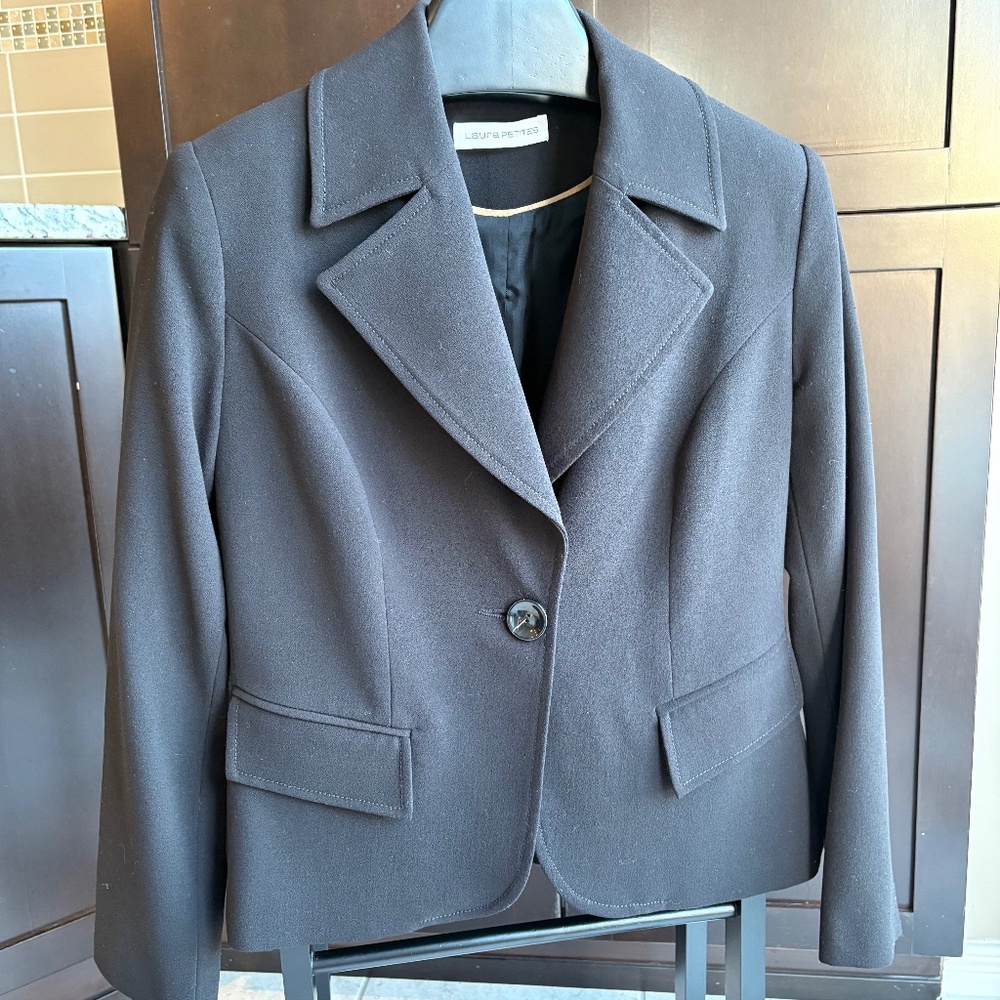 Laura Petites Women Black Blazer - Size 4